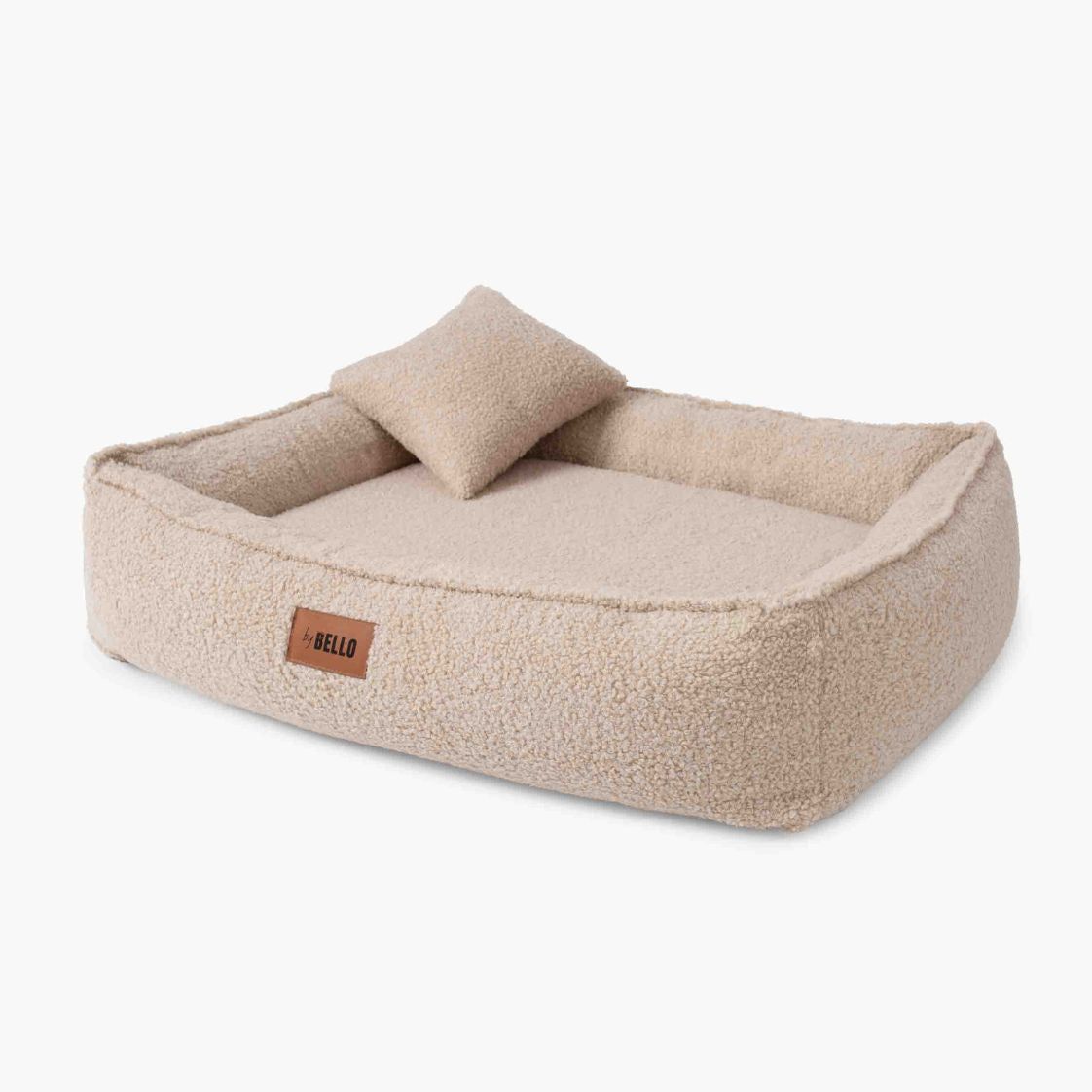 Beige hundbädd ROYAL i bouclé med avtagbart överdrag