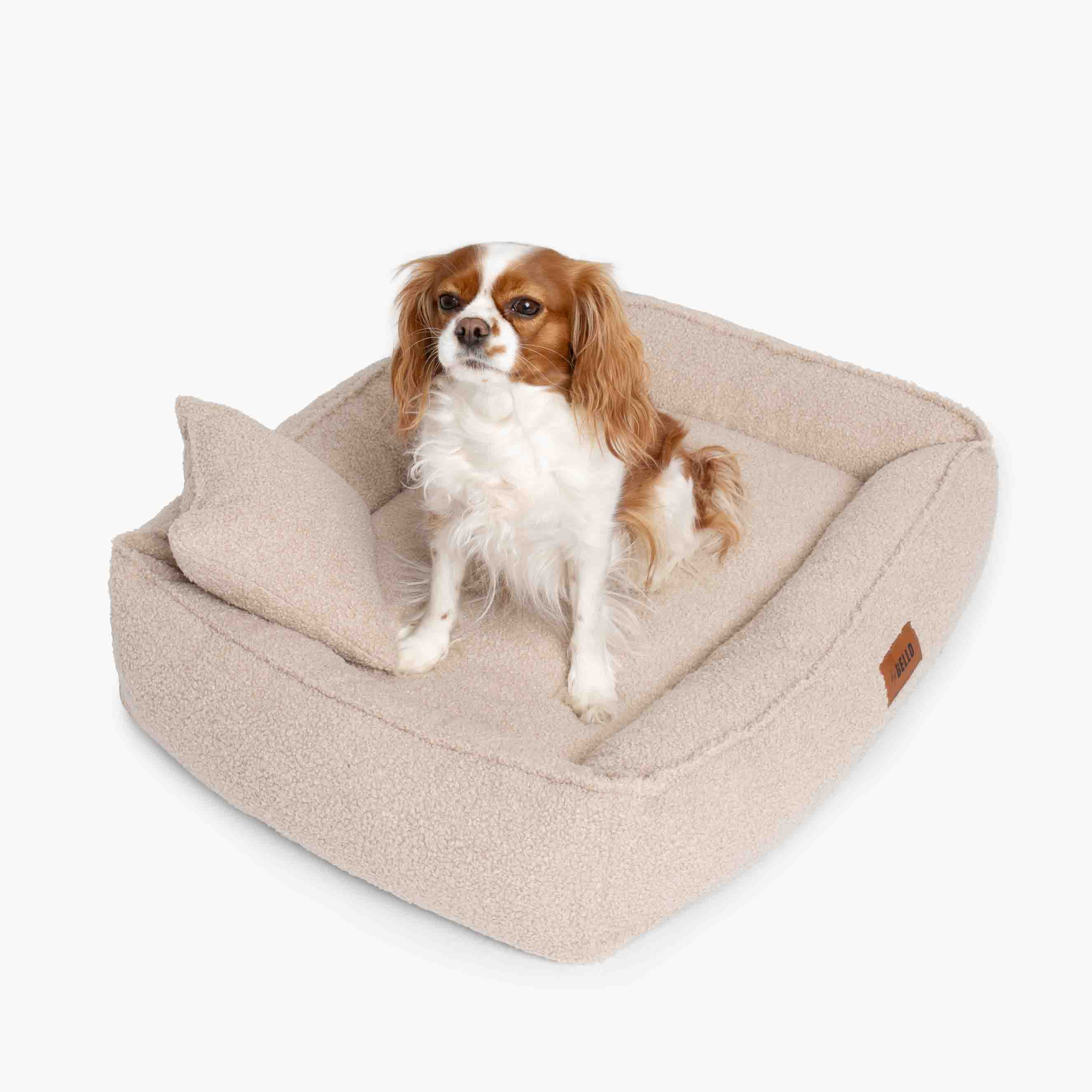 Ortopedisk hundsäng ROYAL i mjuk bouclé i beige