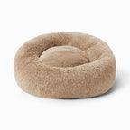 Plyschig hundbädd MOLN Beige, rund fluffig hundbädd i mjuk beige plysch