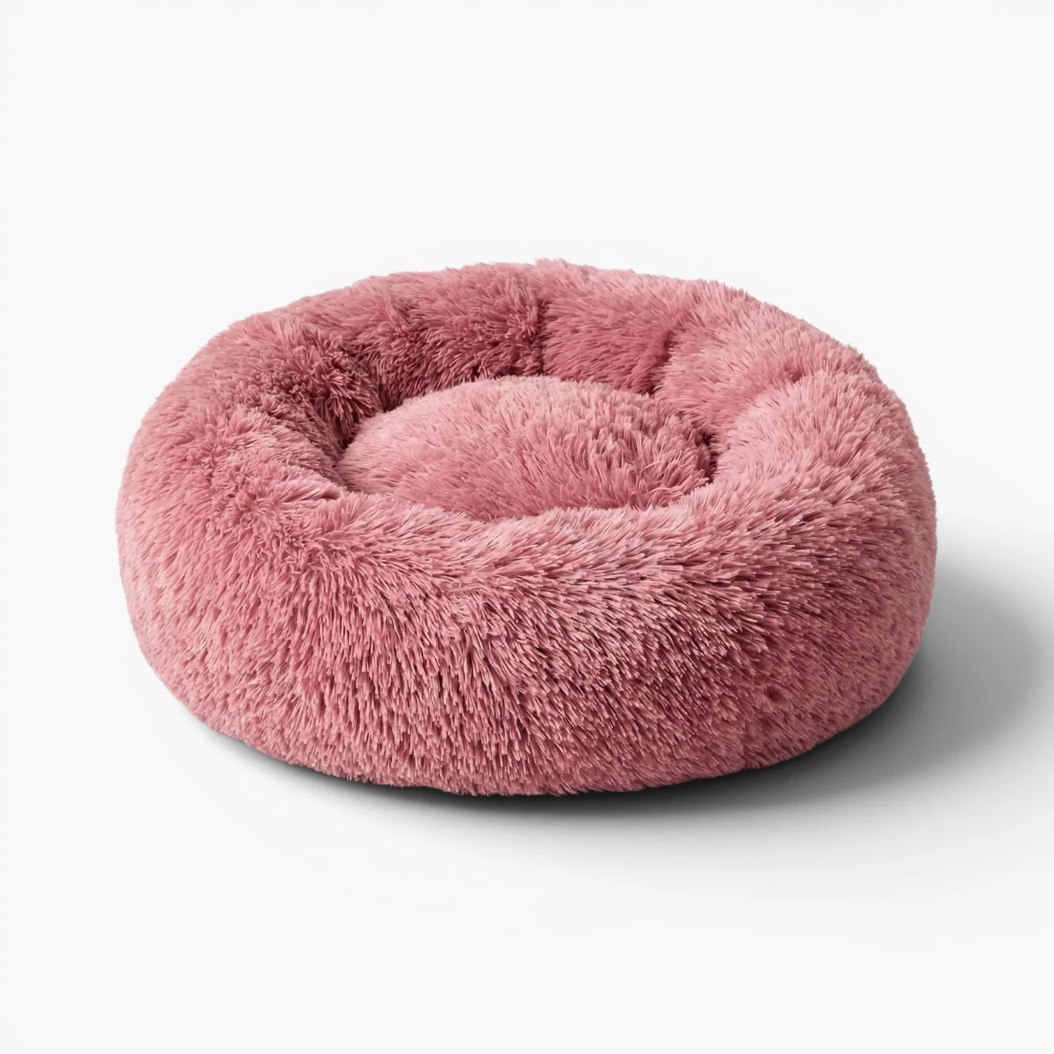 Rund plyschig hundbädd MOLN med mjuk fluffig form Rosa